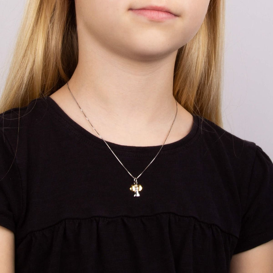 D for Diamond Two-Tone Angel Pendant & Chain