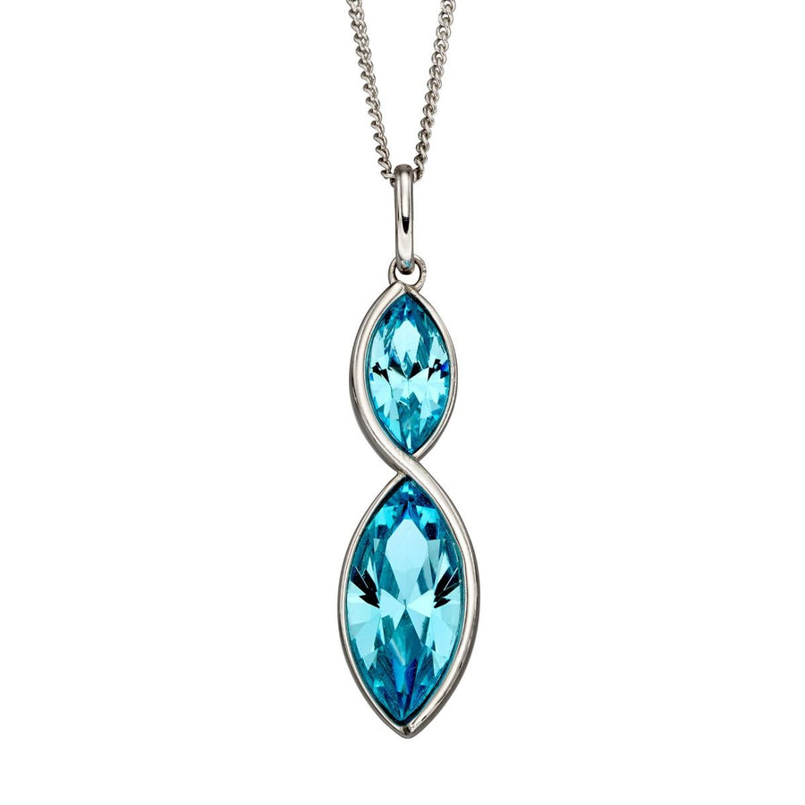 Fiorelli Sterling Silver Double Blue Crystal Pendant & Chain