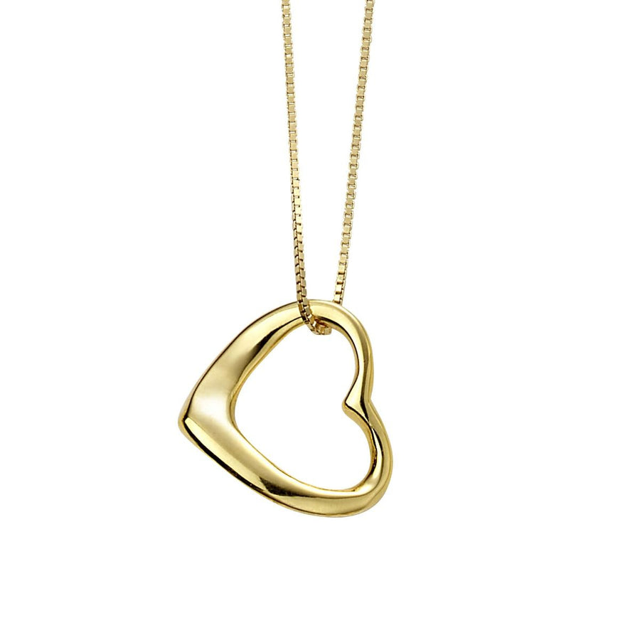Gold Plated Plain Open Heart Slider Necklace