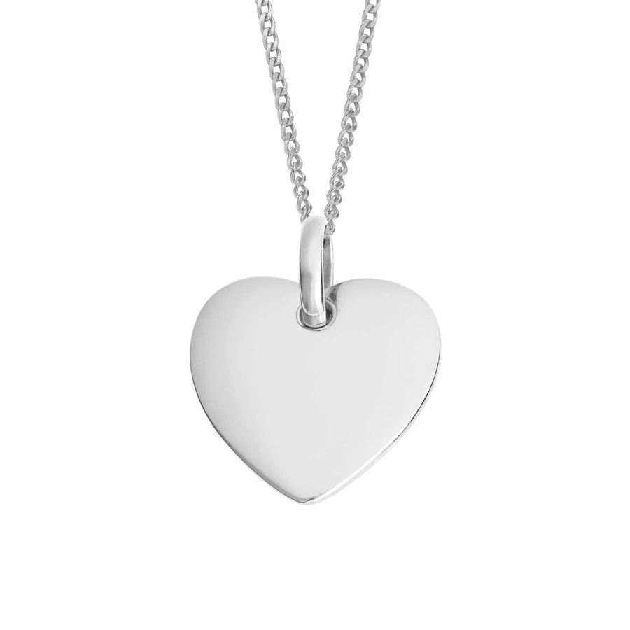 Sterling Silver Engravable Heart Pendant & Chain