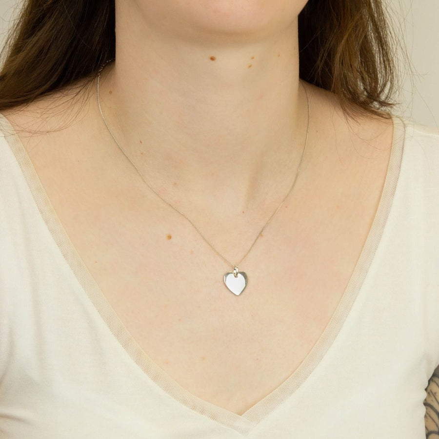 Sterling Silver Engravable Heart Pendant & Chain