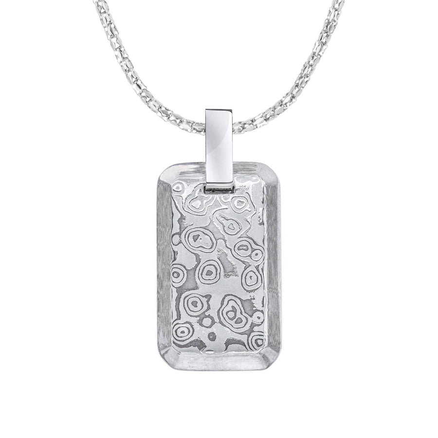 Fred Bennett Steel Damascus Pattern Rectangular Pendant & Chain