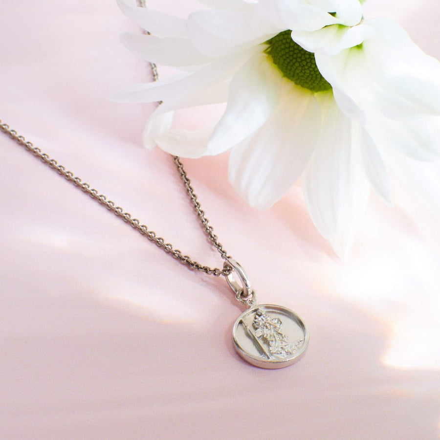 D for Diamond Mini St. Christopher Pendant & Adjustable Chain