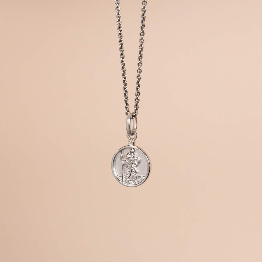 D for Diamond Mini St. Christopher Pendant & Adjustable Chain