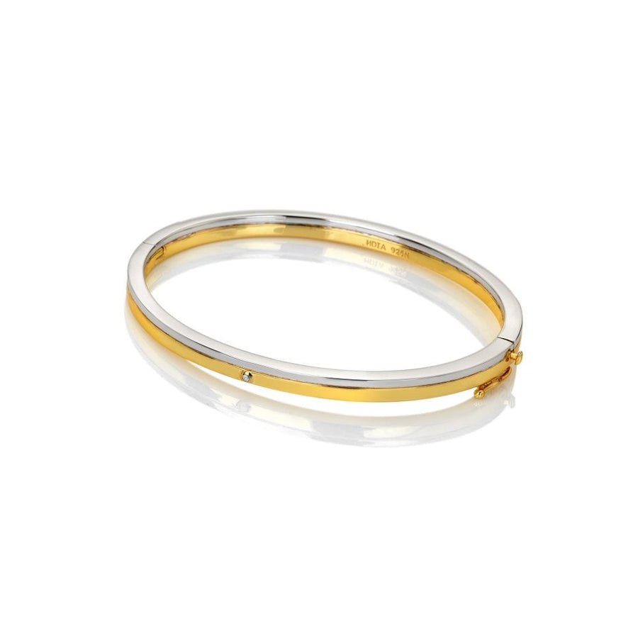 Hot Diamonds Silver and Gold Plate Hinged Bangle