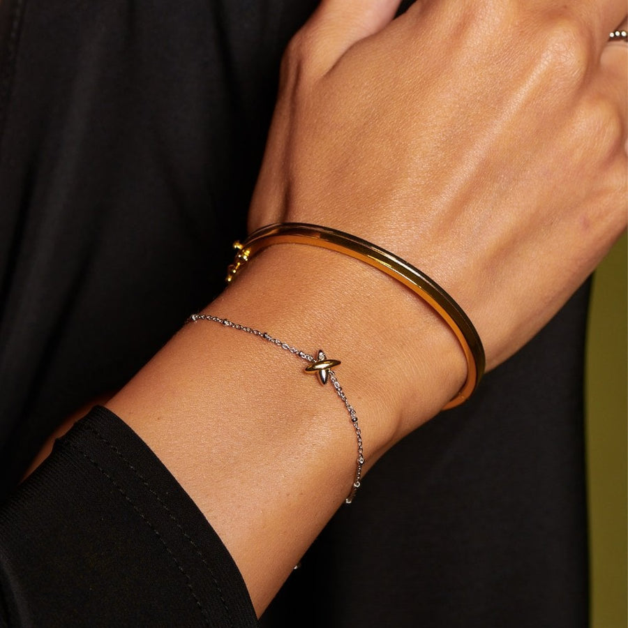 Hot Diamonds Silver and Gold Plate Hinged Bangle