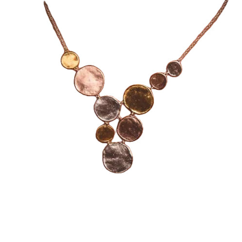 Sterling Silver 3-Colour Penny Statement Necklace