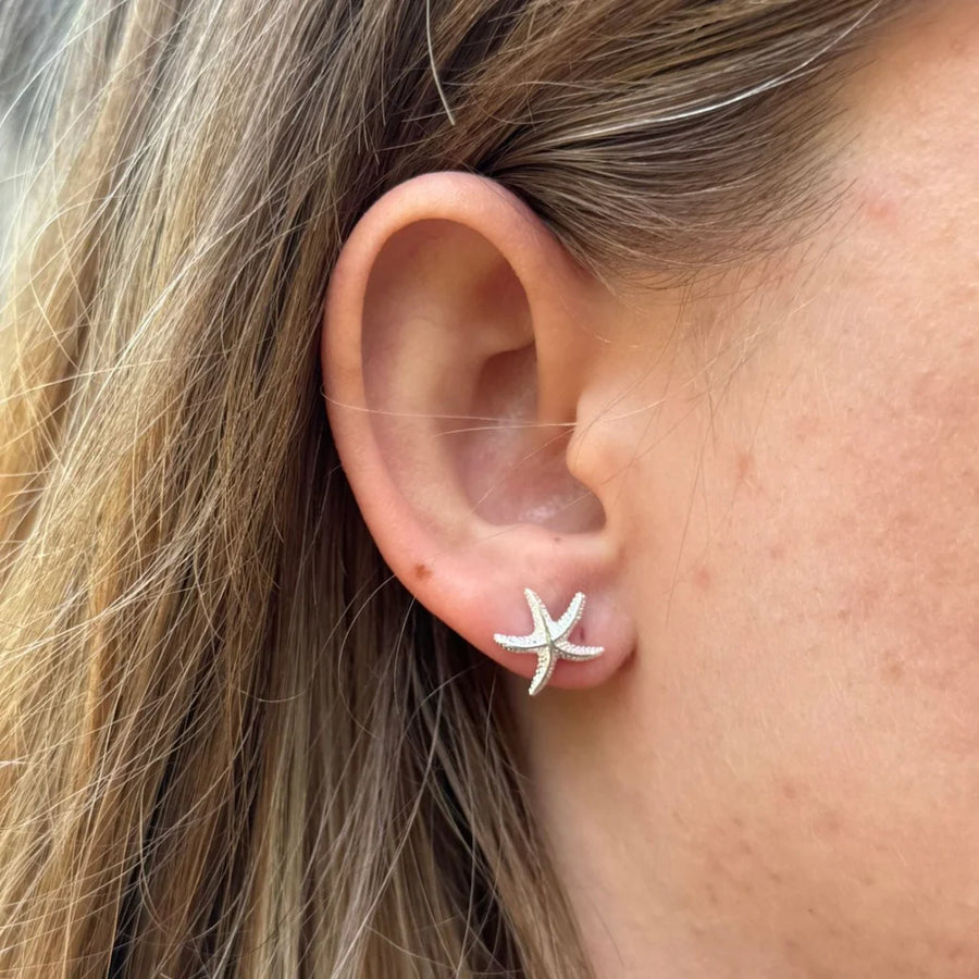Sterling Silver 12mm Starfish Stud Earrings