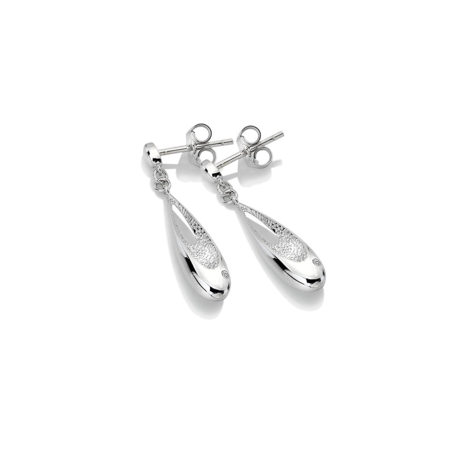 Hot Diamonds Silver Textured Teardrop Drop Earrings