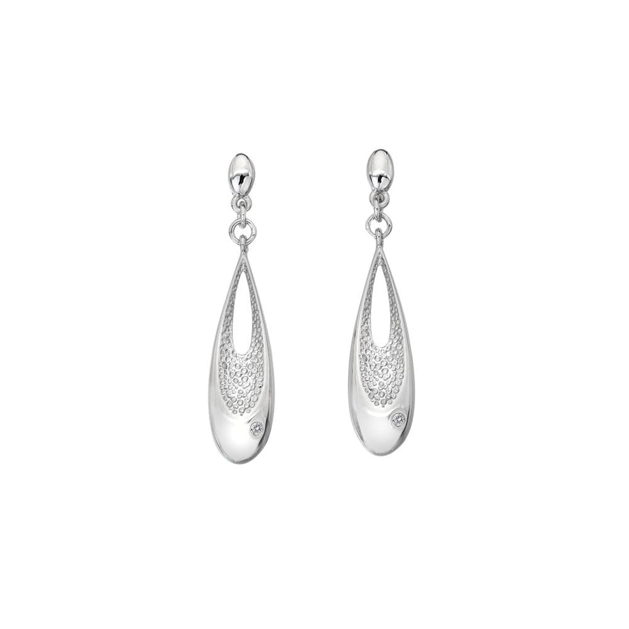 Hot Diamonds Silver Textured Teardrop Drop Earrings