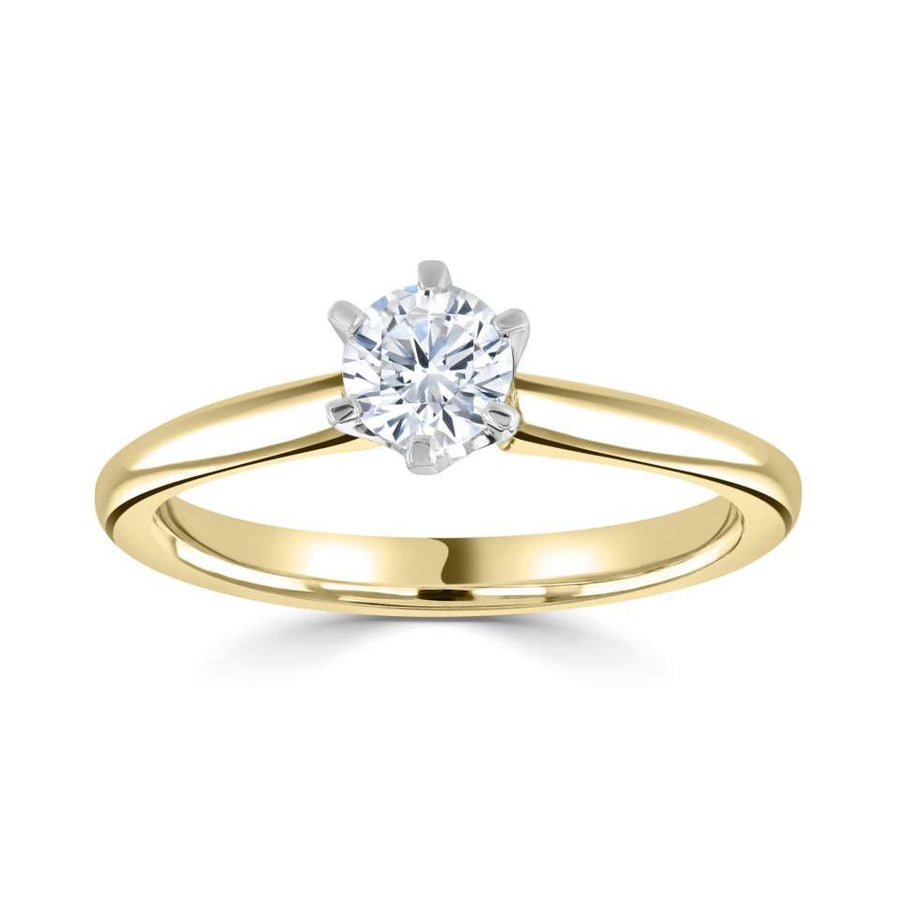 18ct Yellow Gold 0.25ct Diamond Solitaire 6 Claw Engagement Ring