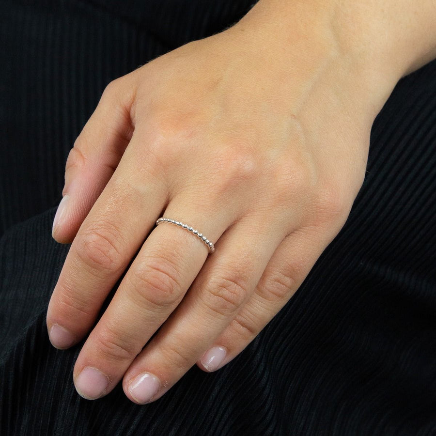 Sterling Silver Thin Beaded Ring