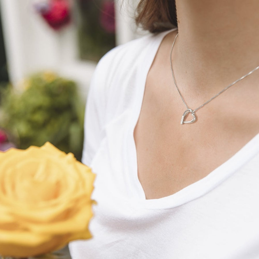 Hot Diamonds Silver Open Heart x4 Diamond Pendant & Chain