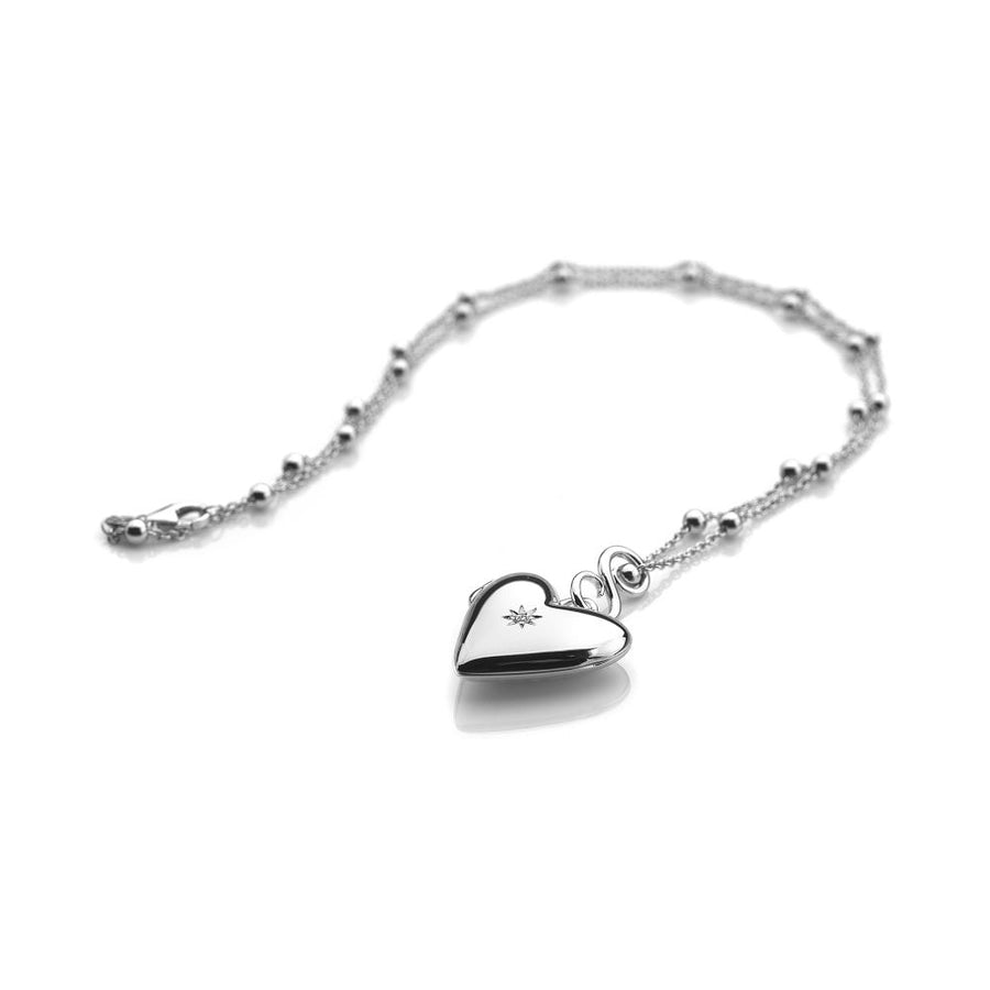 Hot Diamonds Silver Heart Locket & Beaded Chain