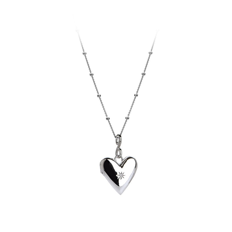 Hot Diamonds Silver Heart Locket & Beaded Chain