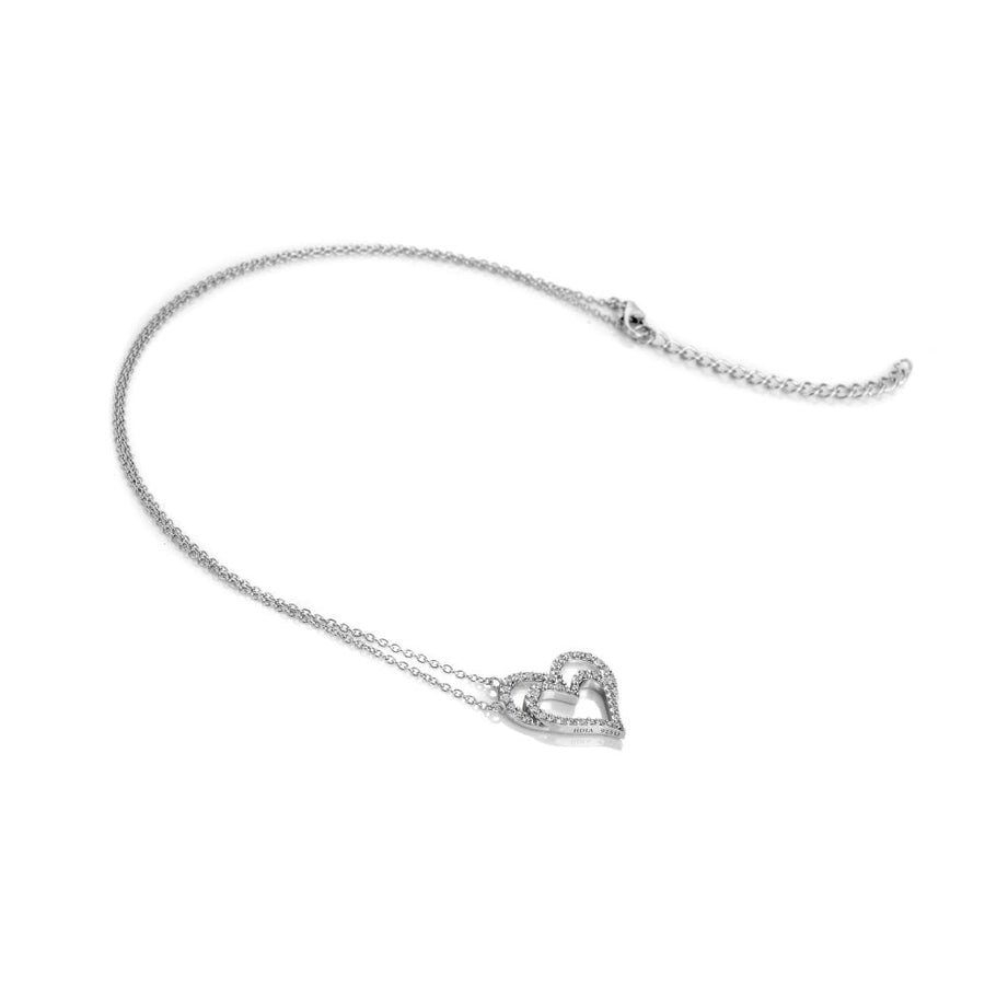 Hot Diamonds Silver White Topaz Double Heart 'Shimmer' Necklace
