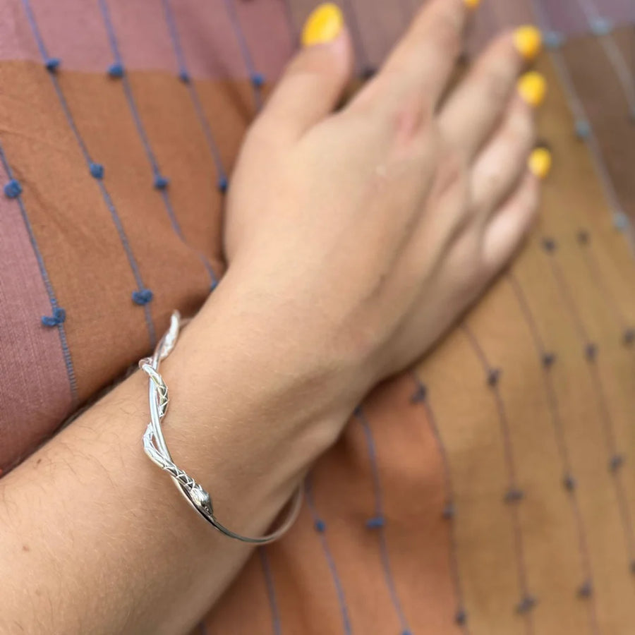 Sterling Silver Twisted Snake Full Bangle