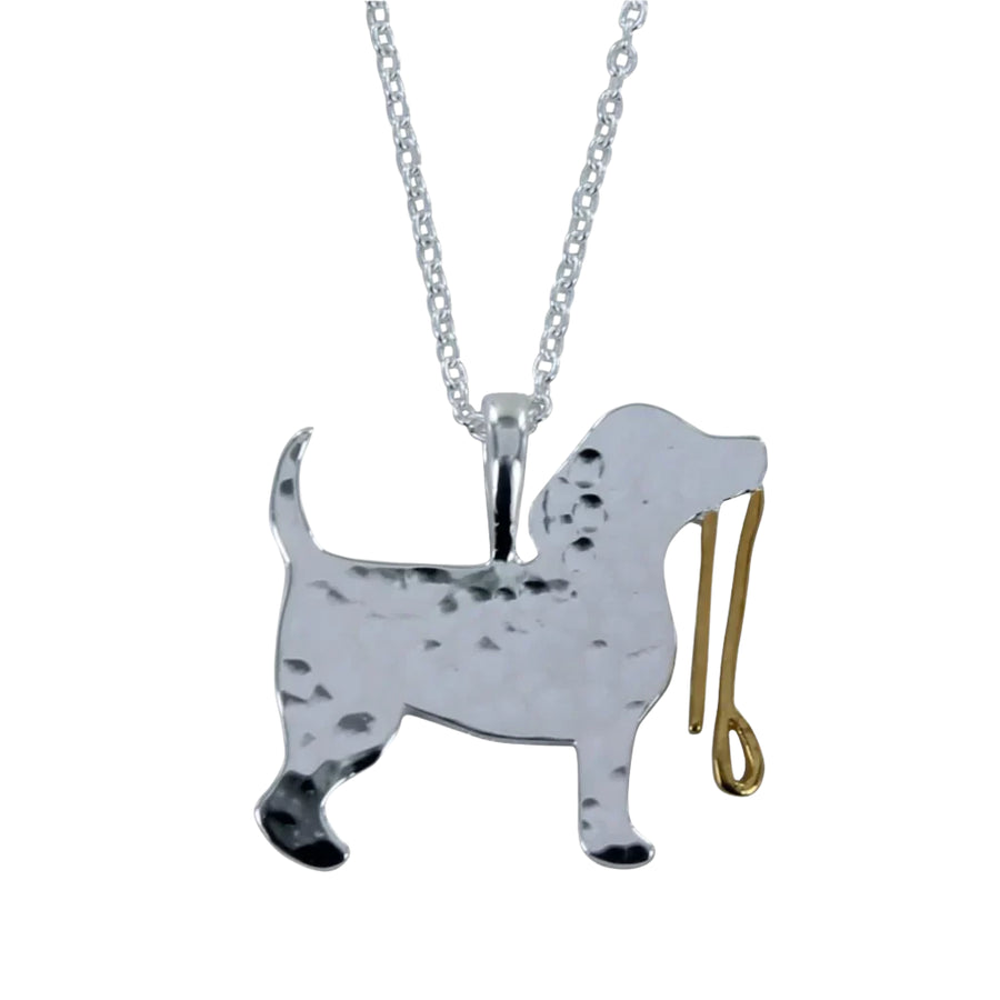 Two-Tone Hammered 'Spot The Dog' Necklace