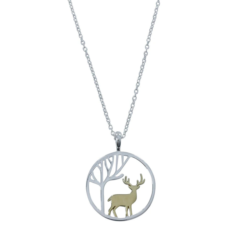 Two-Tone Stag Night Pendant & Chain