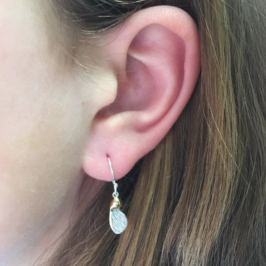 Two-Tone Detailed Sycamore Drop Earrings