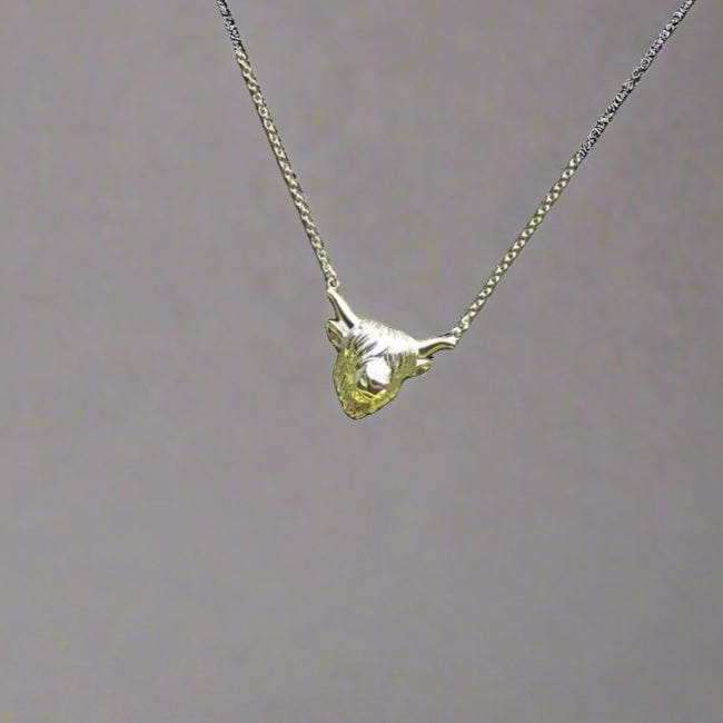 Sterling Silver Detailed Highland Cow Necklace