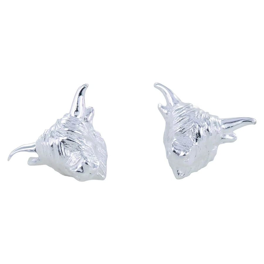 Sterling Silver Detailed Highland Cow Stud Earrings