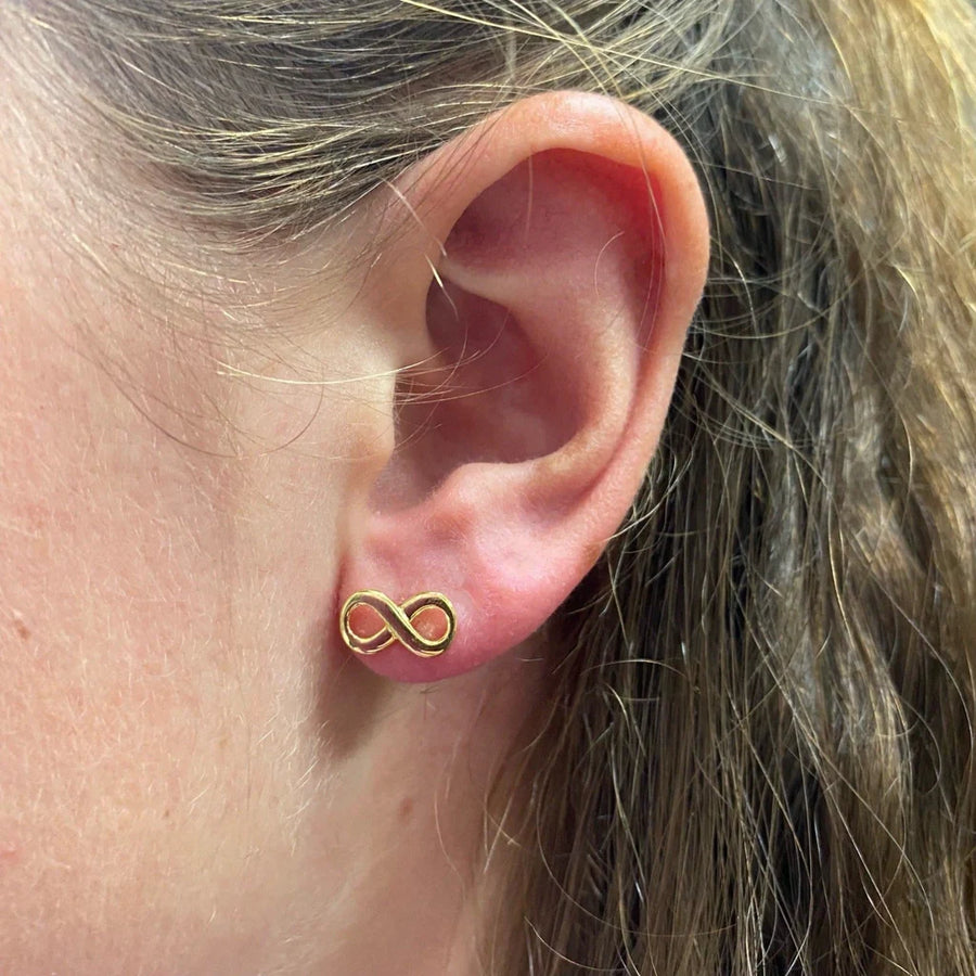 Sterling Silver 11mm Infinity Stud Earrings