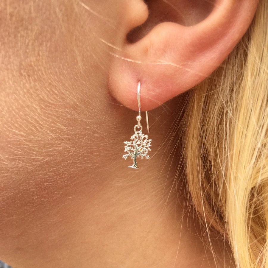 Sterling Silver & Gold Plated Pear Tree Drop Hook Earrings