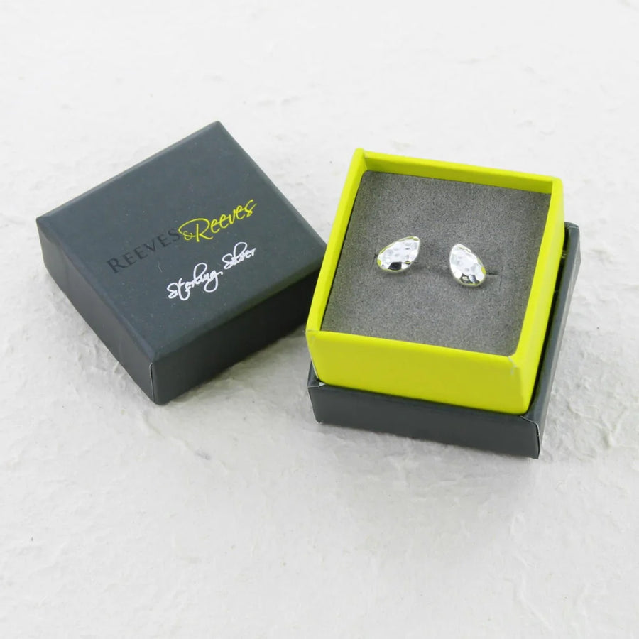 Sterling Silver Hammered 9mm Pebble Stud Earrings