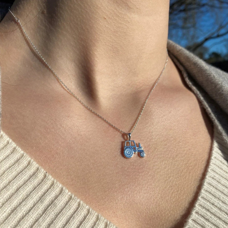 Sterling Silver Tractor Necklace