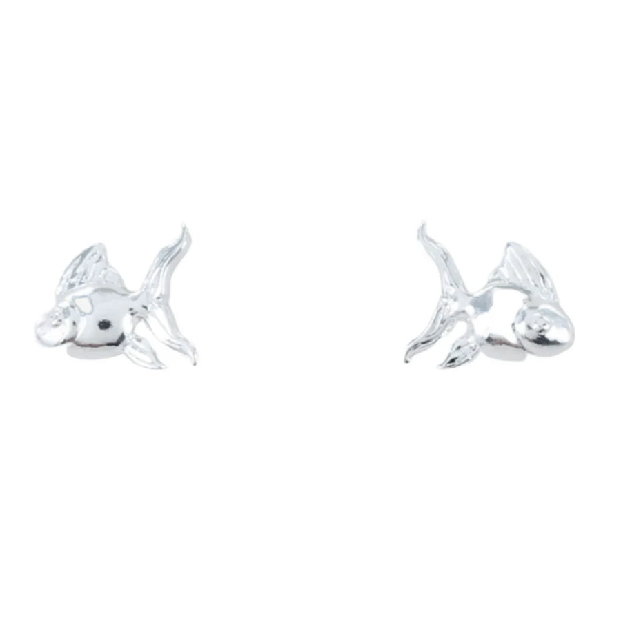 Sterling Silver Plain Tropical Fish Stud Earrings