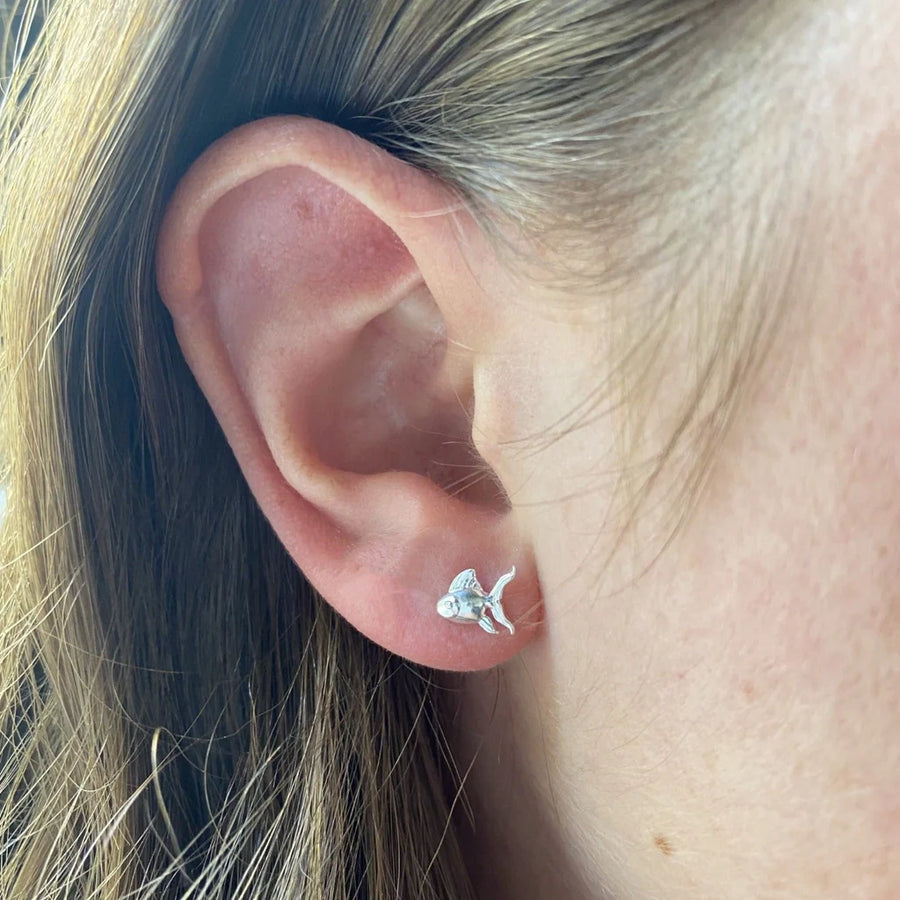 Sterling Silver Plain Tropical Fish Stud Earrings