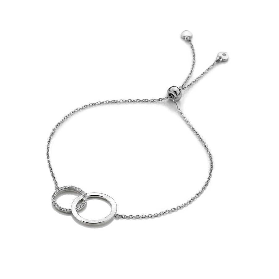 Hot Diamonds Silver Double Circle White Topaz Toggle Bracelet