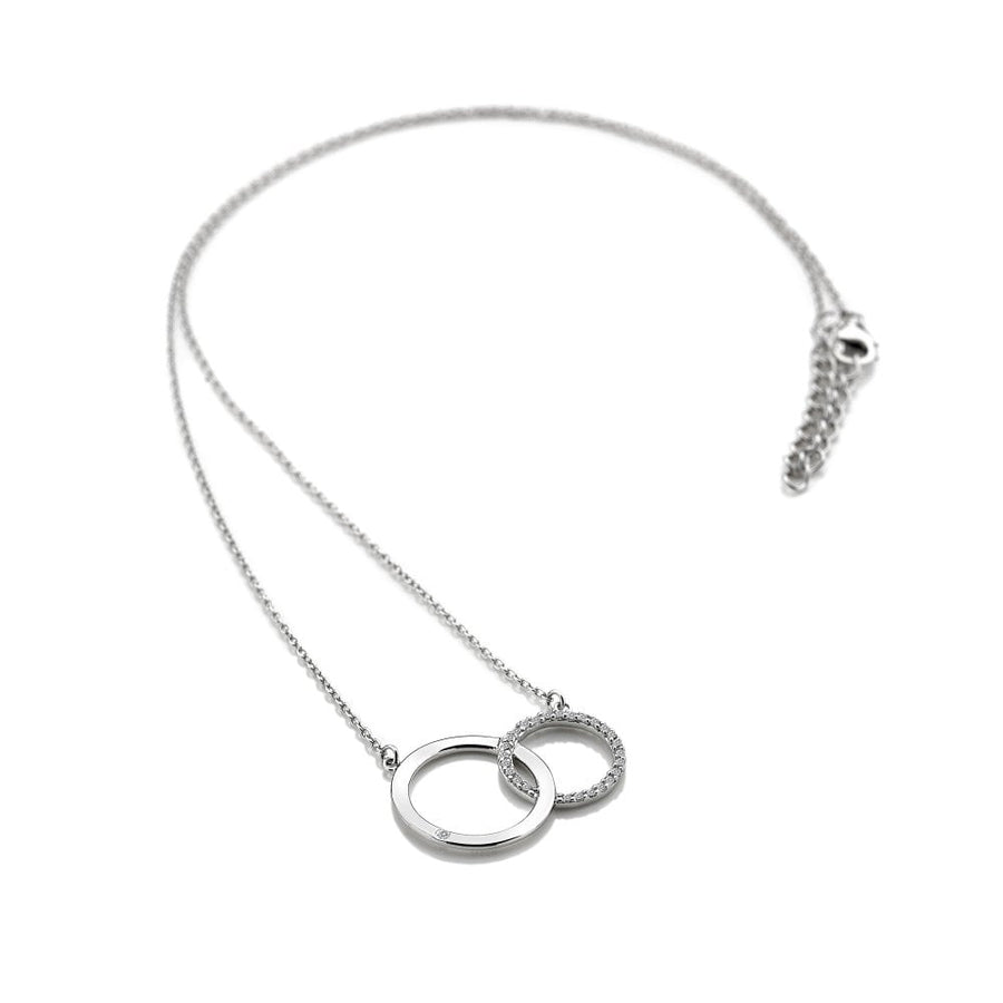 Hot Diamonds Silver Large Open White Topaz Double Circle Necklace