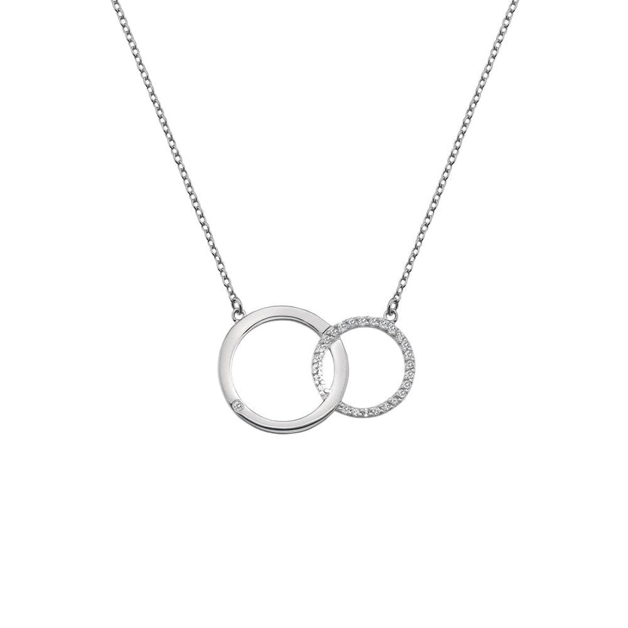 Hot Diamonds Silver Large Open White Topaz Double Circle Necklace