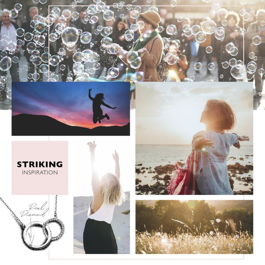 Hot Diamonds Silver Large Open White Topaz Double Circle Necklace