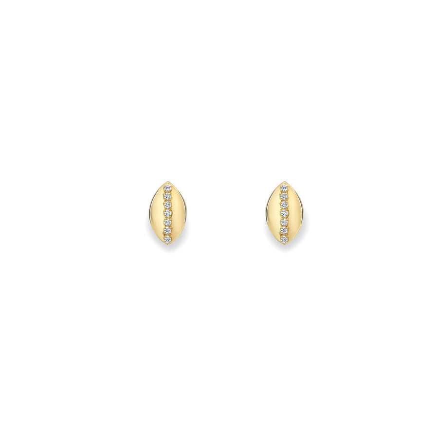 9ct Yellow Gold 8x5mm Marquise Shape & CZ Stud Earrings