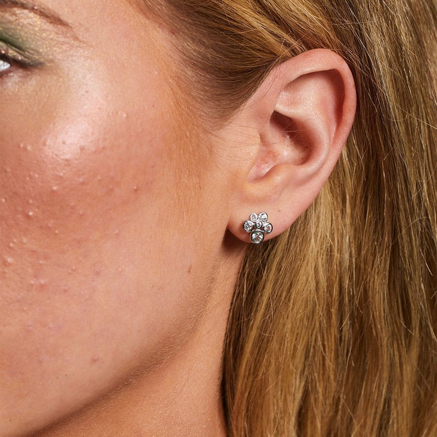 Hot Diamonds Silver White Topaz Cluster Stud Earrings