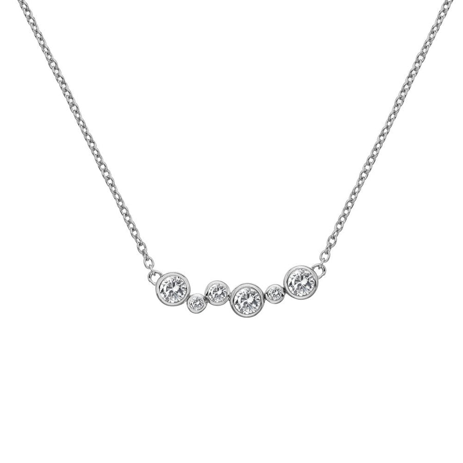 Hot Diamonds Silver White Topaz Bubble Bar Necklace