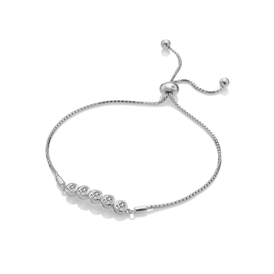 Hot Diamonds Silver 5 White Topaz Toggle Bracelet