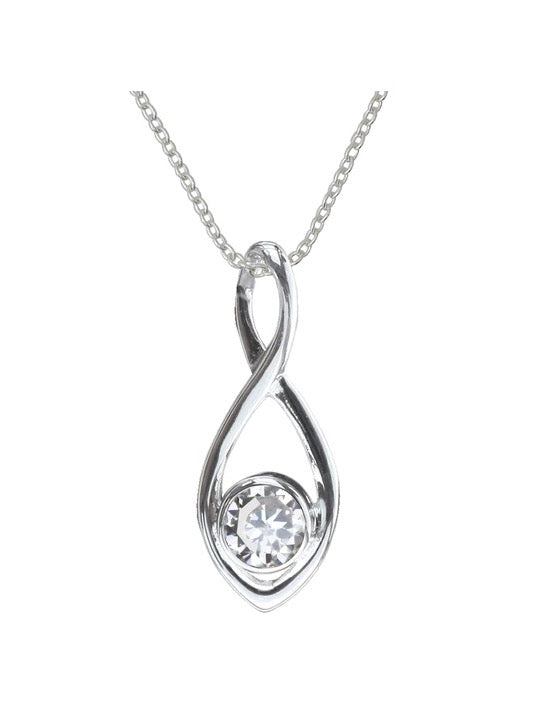 Nina Breddal Sterling Silver Open Twist CZ Necklace