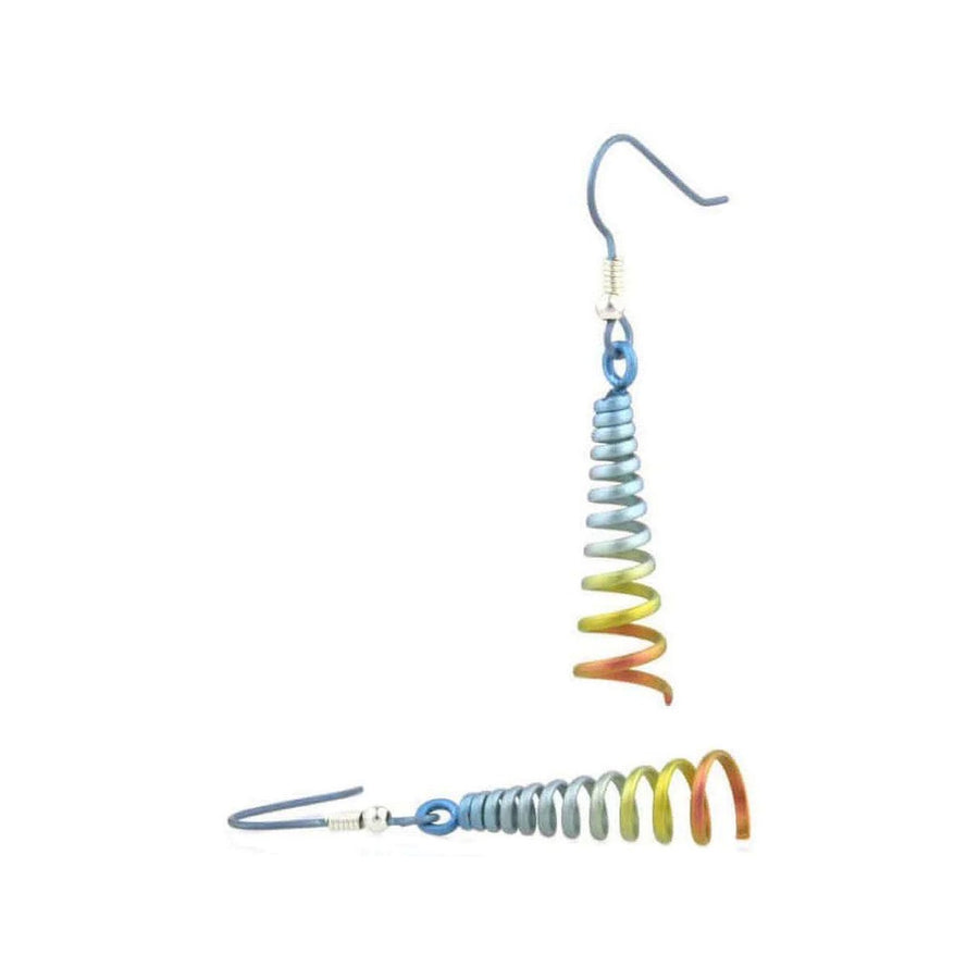 Titanium Rainbow Unicorn Sprial Drop Earrings
