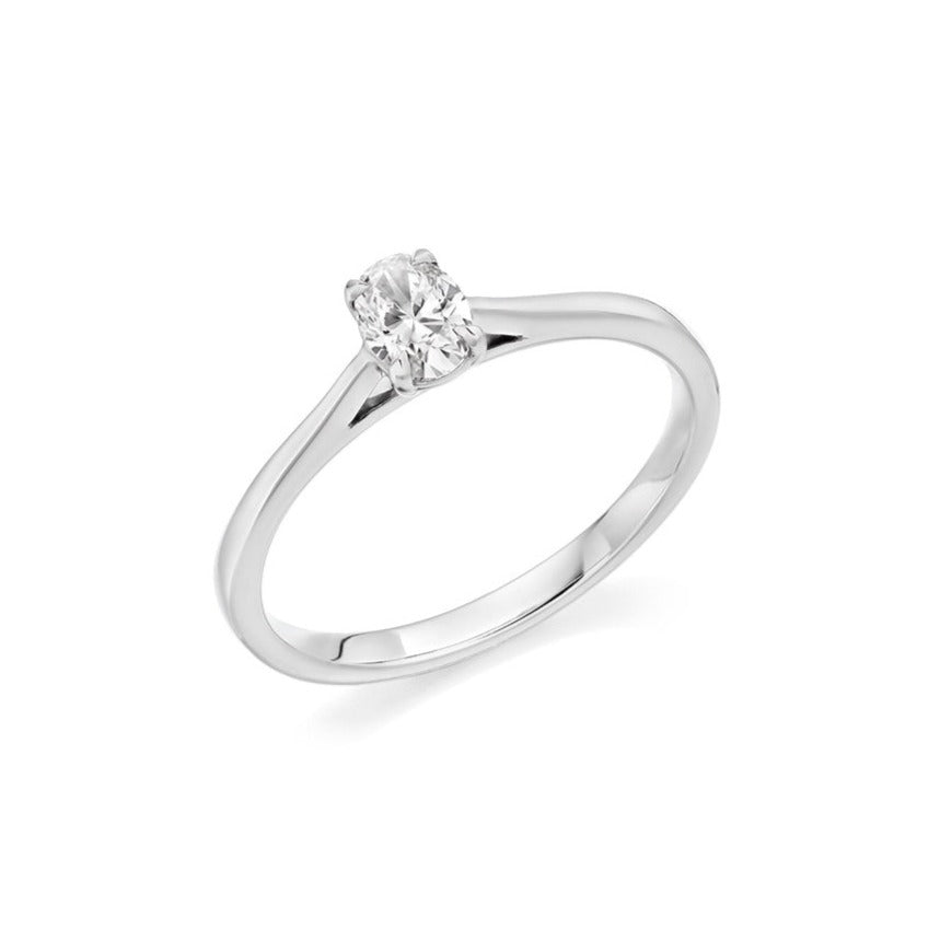 Platinum 0.30 Carat Oval Cut Diamond Solitaire Ring