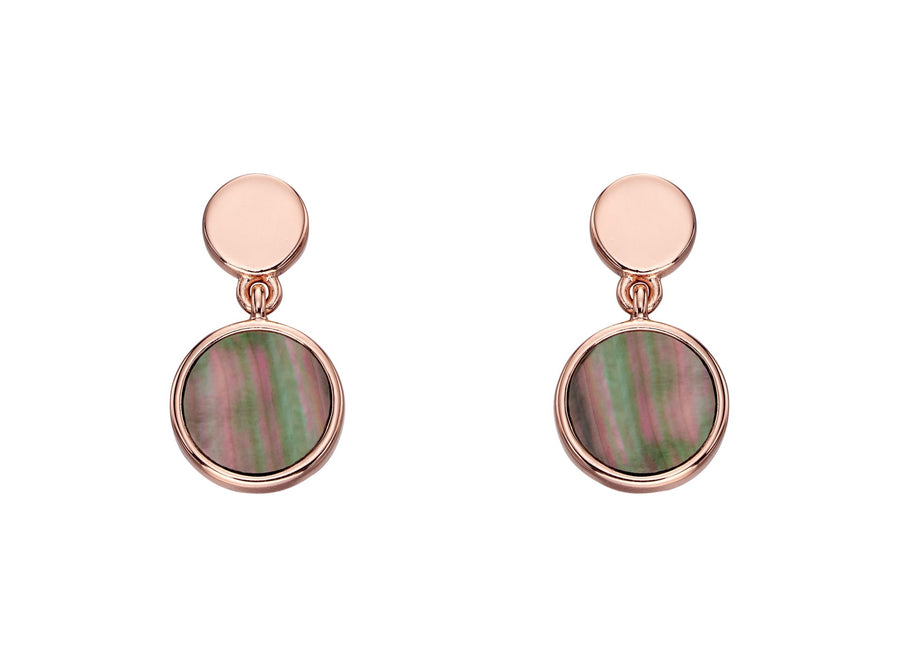 Fiorelli Rose Gold & Black Mother of Pearl Drop Earrings