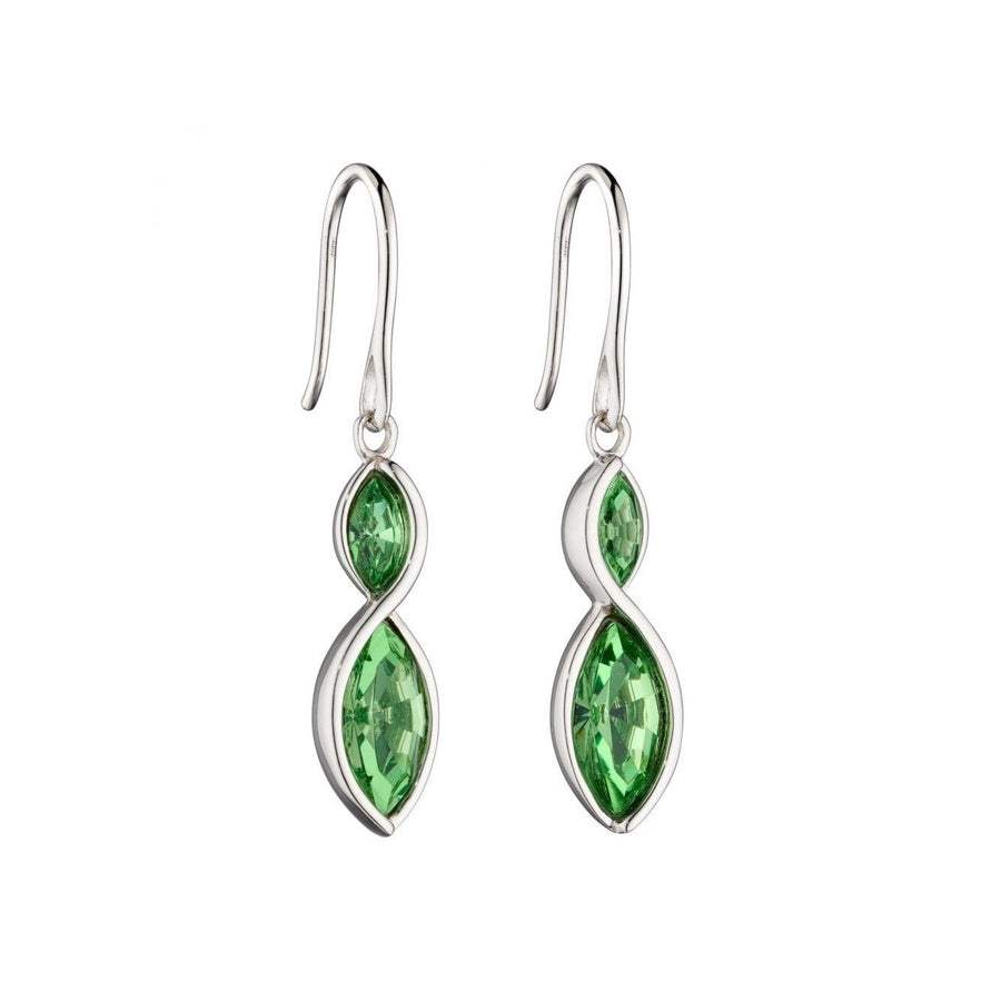 Fiorelli Sterling Silver Green Crystal Drop Earrings