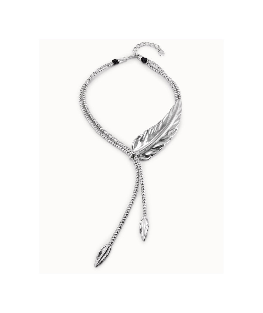 Silver Plated Heavy Feather Tassel Necklace