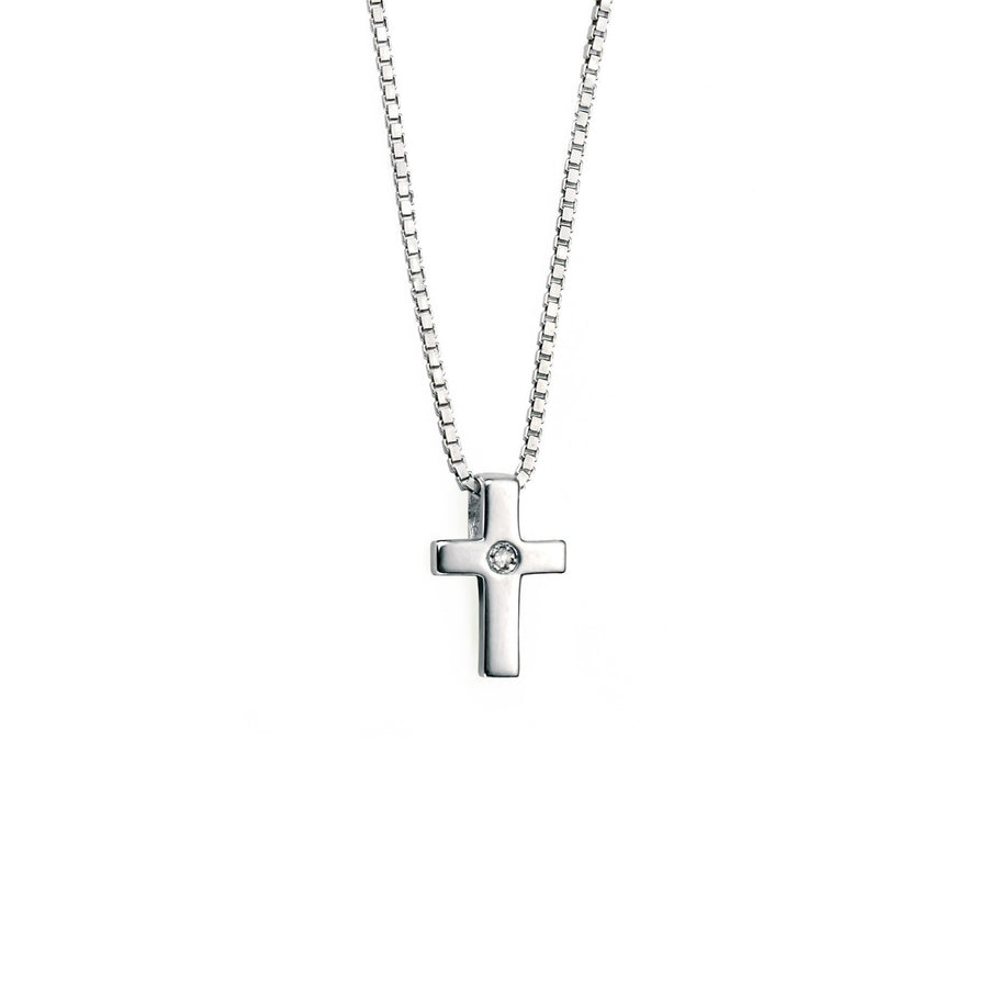 D for Diamond Sterling Silver Cross and Chain