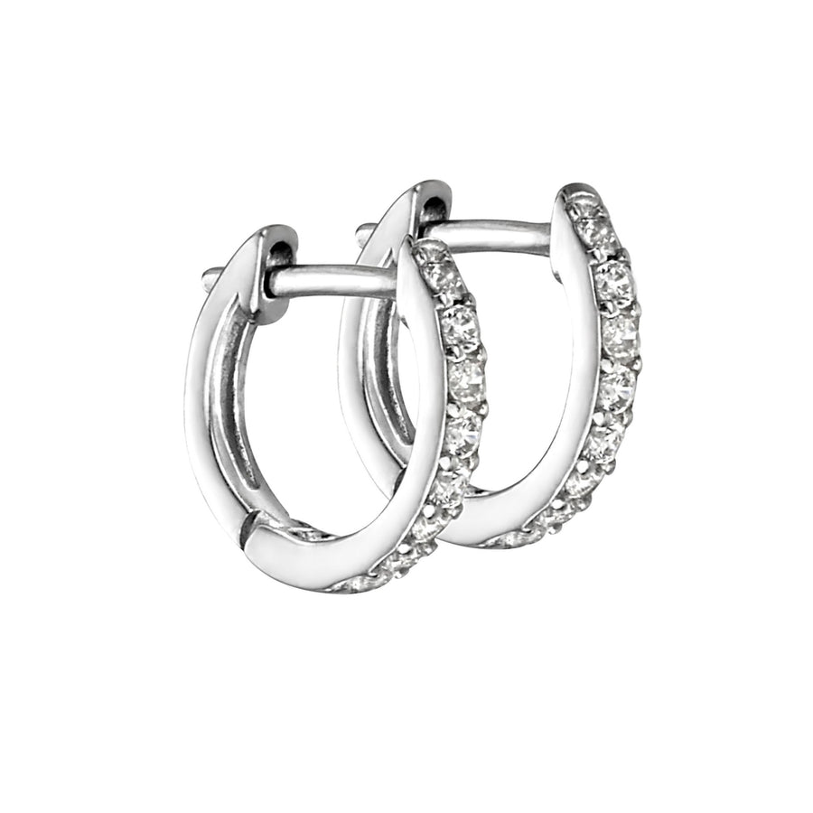 Sterling Silver Small CZ Huggie Hoop Earrings