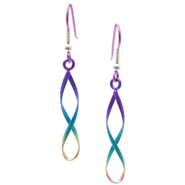 Titanium Rainbow Infinity Open Wire Drop Earrings