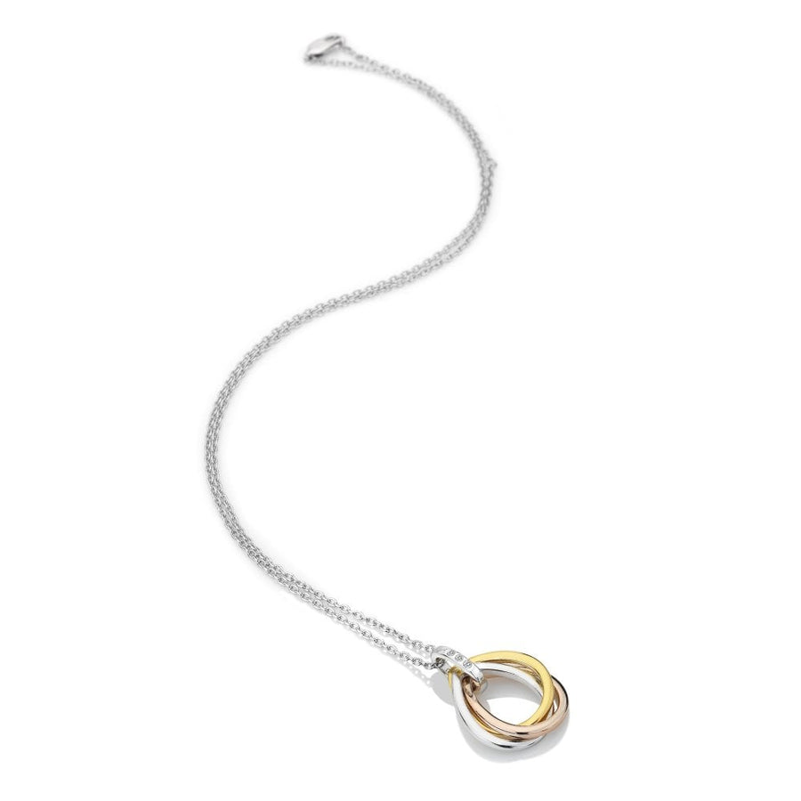 Hot Diamonds 3 Colour Trio Interlocking Teardrop Necklace